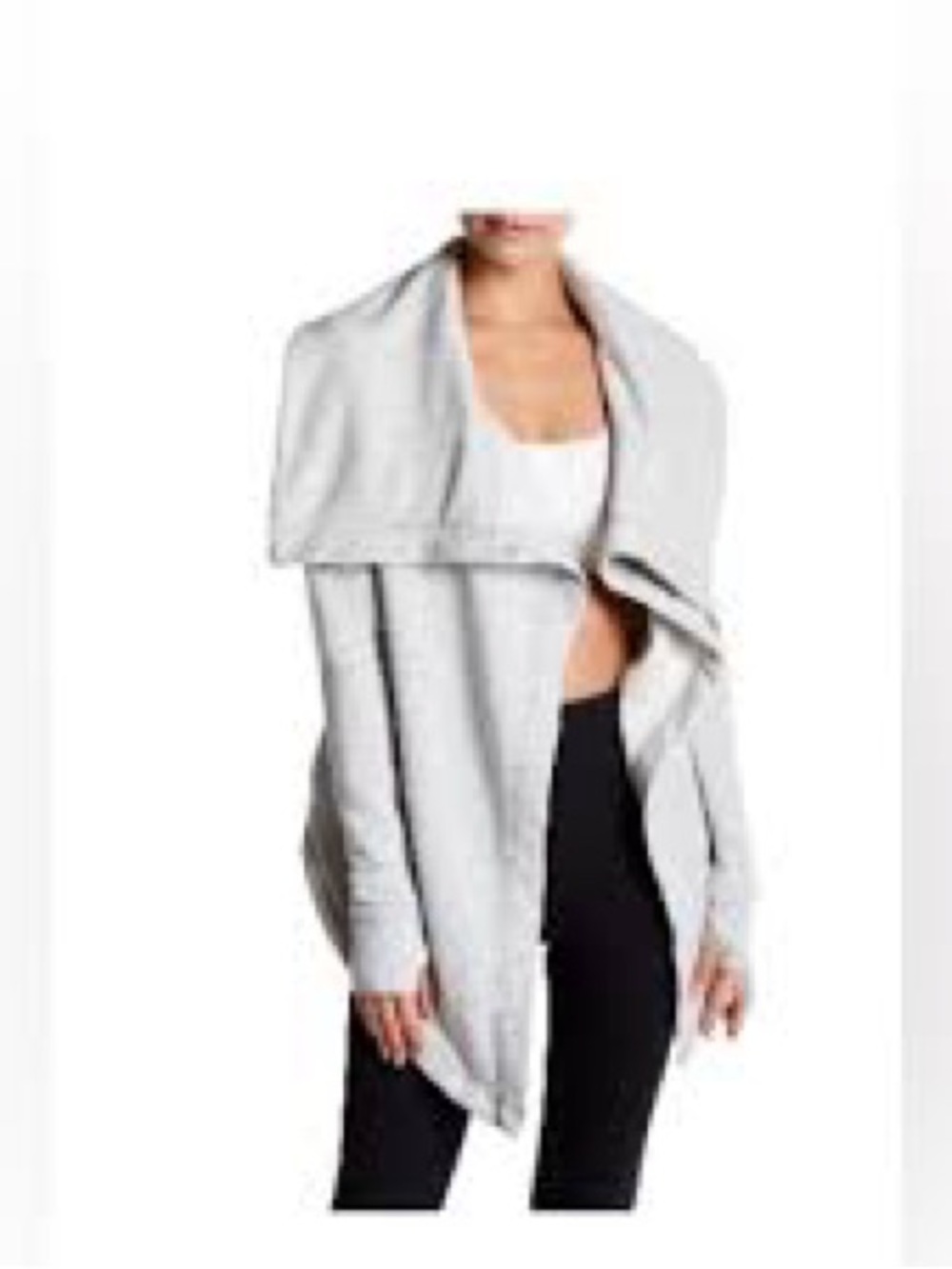Z by Zella Light Gray Shooting Star Draped Open-Front Women's Sweater